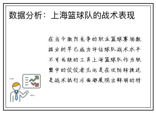数据分析：上海篮球队的战术表现